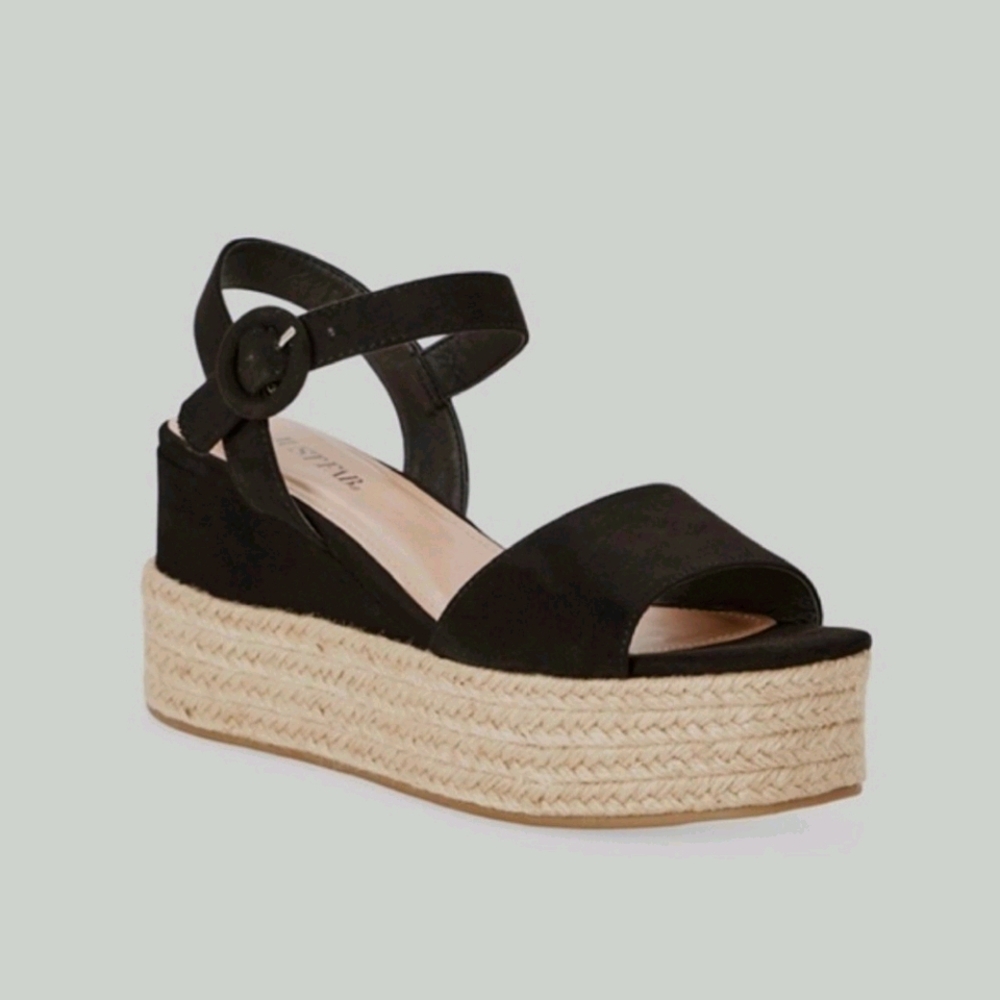 Black Wedge Sandals